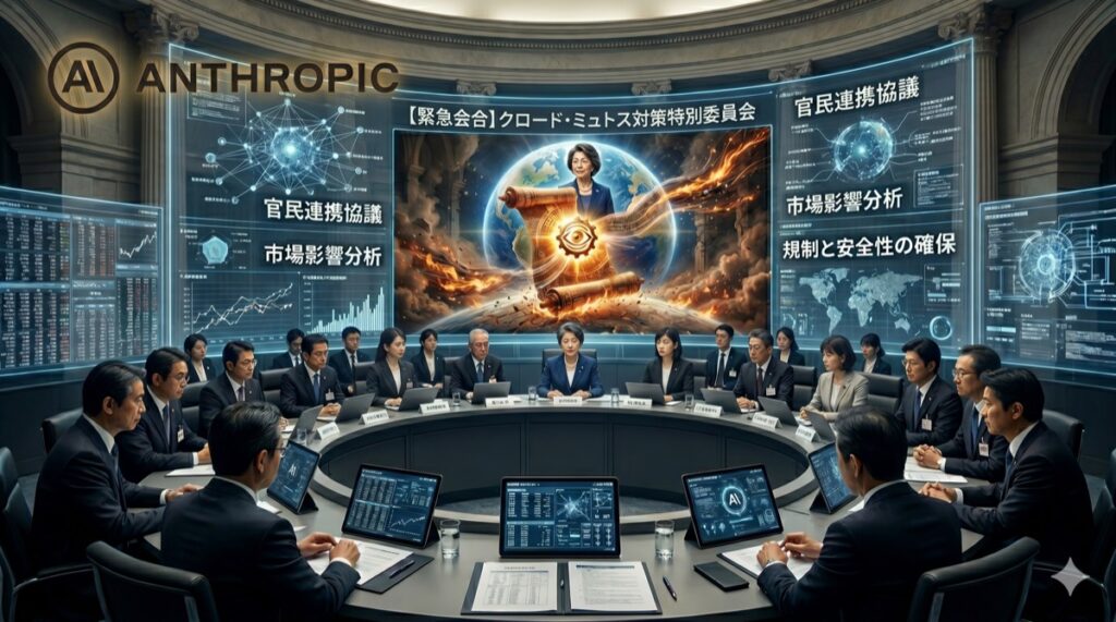 日本の国会・金融庁で「Claude Mythos」に対する対策会合が開かれているイメージ画像