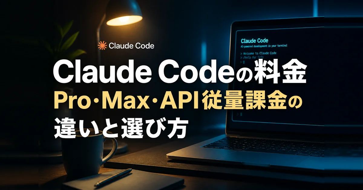 Claude Codeの料金プランをPro・Max・API従量課金で比較するアイキャッチ画像