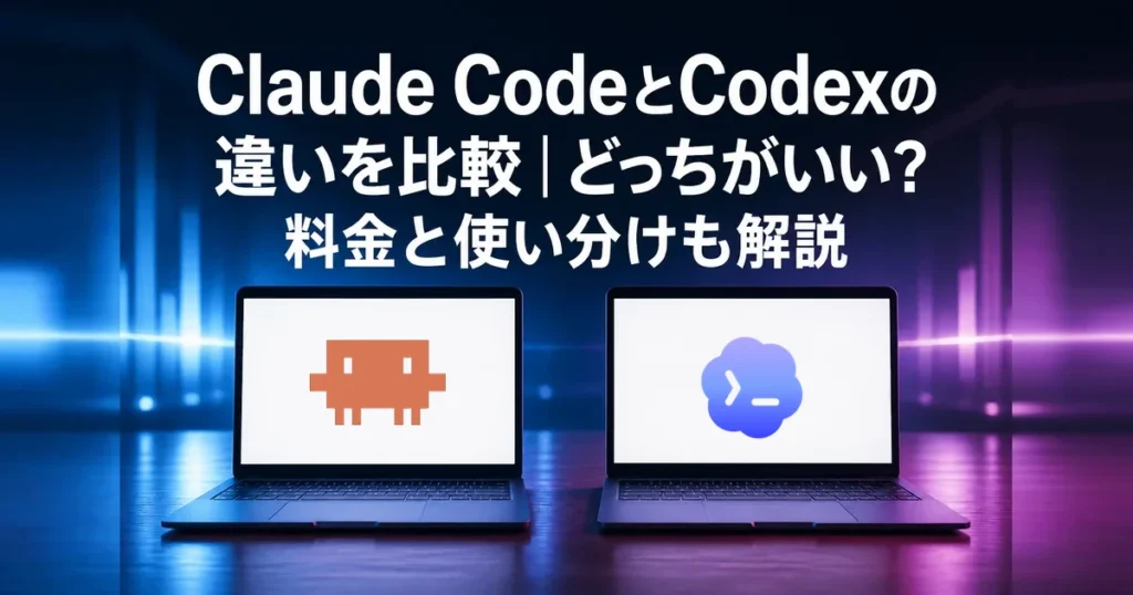 Claude CodeとCodexの違いを比較し、どっちがいいかを解説する記事のアイキャッチ画像