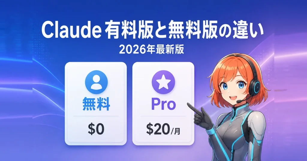 Claude有料版Proと無料版の違いを比較する記事のアイキャッチ画像
