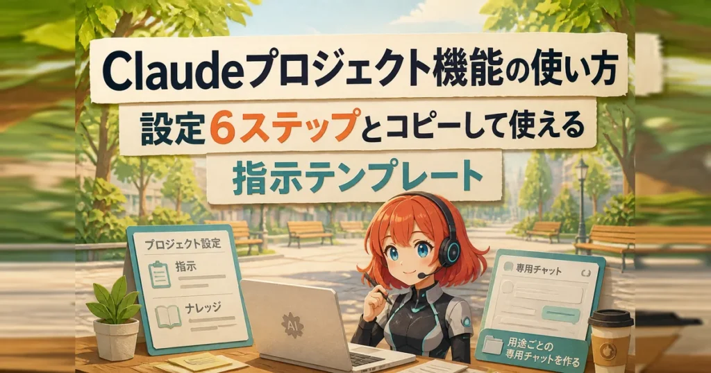 Claudeのプロジェクト機能の使い方と指示テンプレートを解説する記事のアイキャッチ画像
