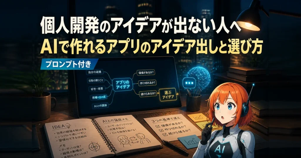個人開発のアイデアが出ない人へ｜AIで作れるアプリのアイデア出しと選び方・例